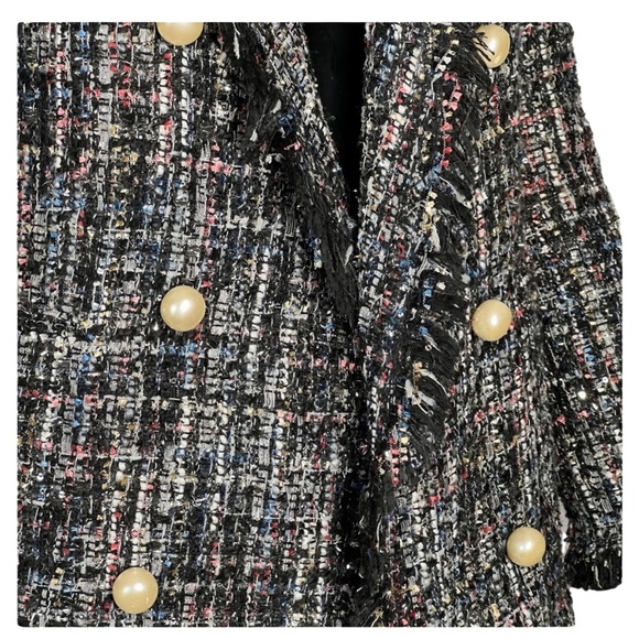 ZARA Sparkle Tweed Blazer With Pearl Buttons - Picture 3 of 5